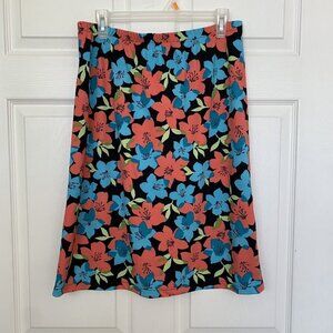Meg Allen Large 12/14 Multi Color Floral Print Straight Skirt